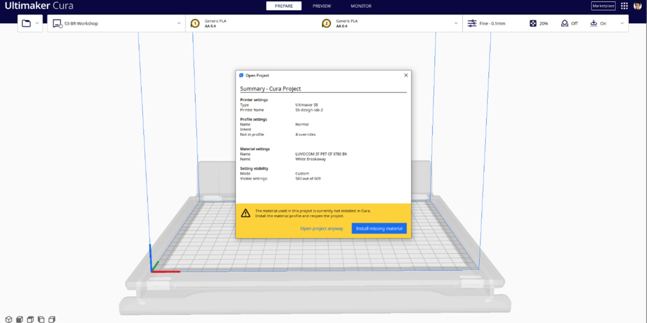 Ultimaker Cura 5.1 - 3MF material profiles