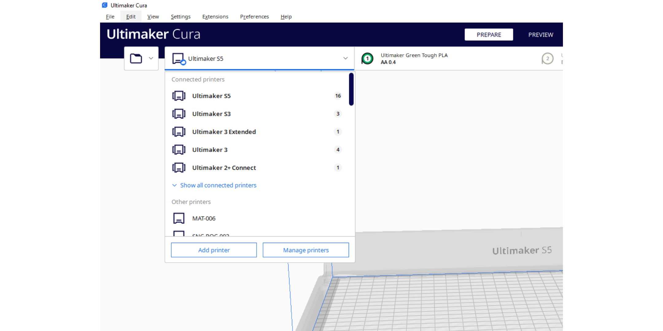 Ultimaker Cura 5.2 Printer types